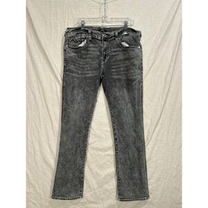 True Religion Ricky Relaxed Straight Jeans Faded Black White Size 38x32 #2189